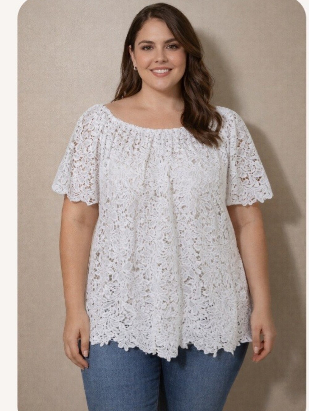 Cato White Lace Blouse Or Swim Cover Up Size 14/16W
